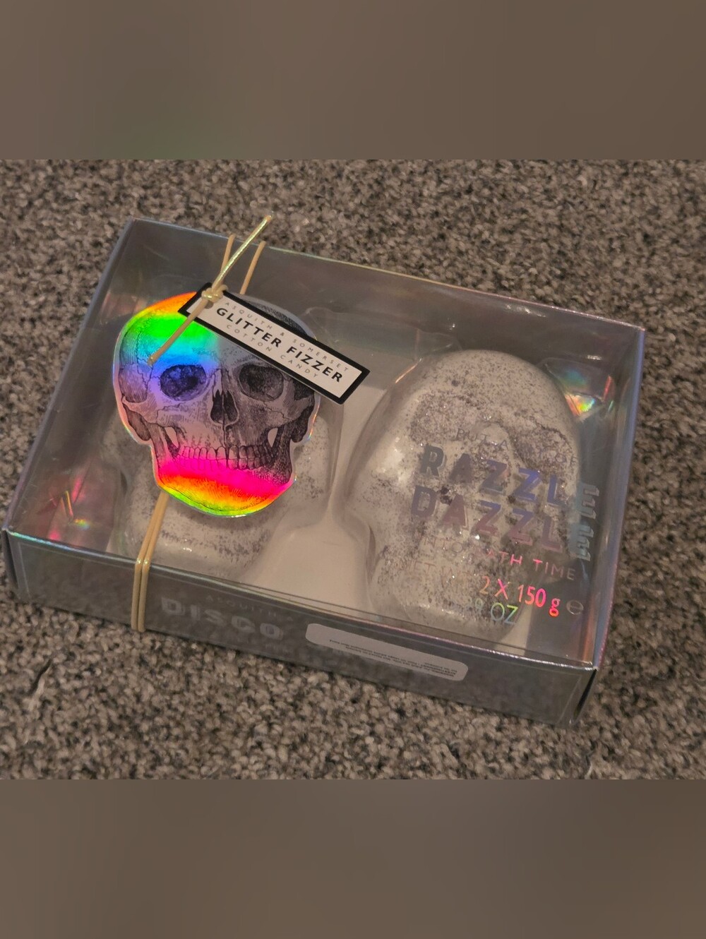 Razzle Dazzle Silver Skull Bath Bombs Cotton Candy Scented Halloween
